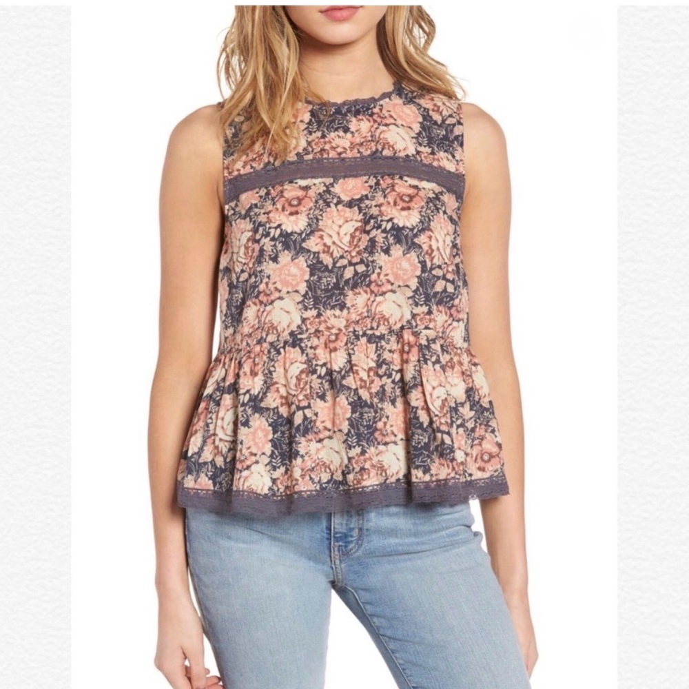 Current/Elliot Baby Doll Floral Sleeveless Top Size Medium / 2